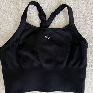 ALO Yoga Black Ribbed Sports Bra